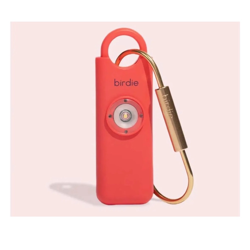 NWT Birdie Personal Safety Alarm Whistle for Women Keychain in Coral
